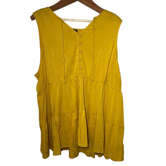 SOLD Torrid Peasant Tiered Yellow Blouse Sleeveless Tunic Top Spring Summer Siz - Picture 3 of 11